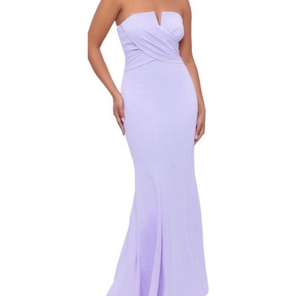 Revolve Strapless Scuba Crepe Gown in Lilac | 4
